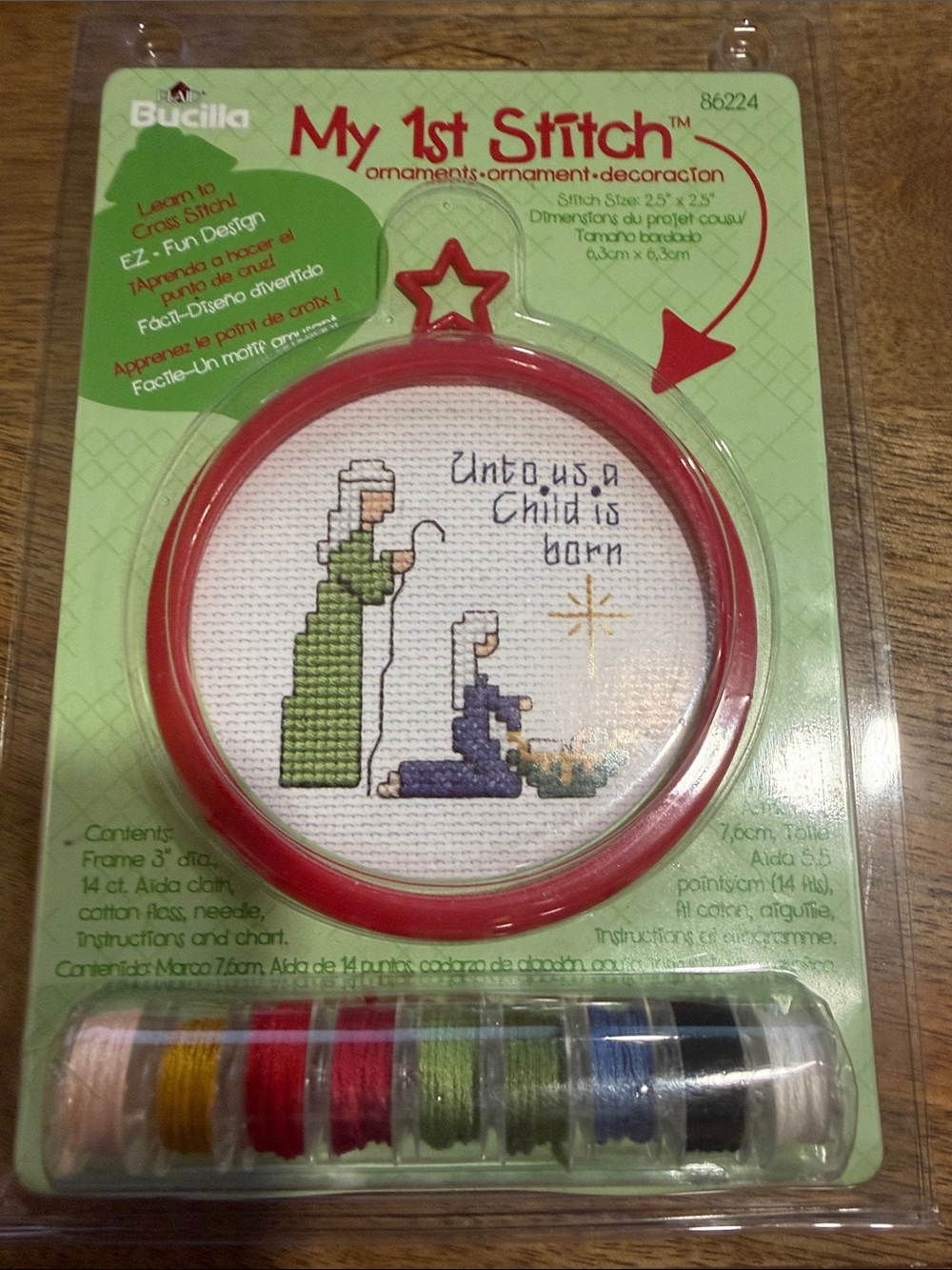 Bucilla My 1st Stitch Christmas Nativity Ornament Kit — Red Trim